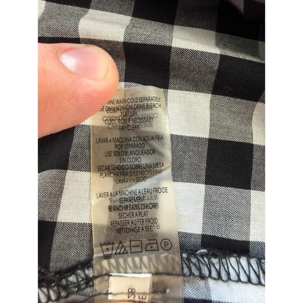 Calvin Klein Women 14W Black White Gingham Maxi Shirt Dress Tie Sleeve - Picture 9 of 11